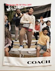 Coach Jeremy Lin Print Flannel Throw Blanket for Sofa C107